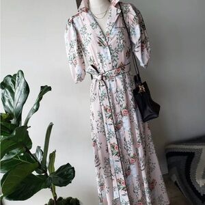 Chic Floral Maxi Dress with Belt